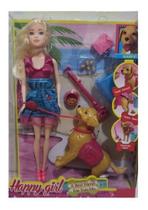 Boneca Happy girl Loira Com Cachorro Happy 30cm Boneca Happy girl Loira Com Cachorro Happy 30cm