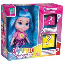 Boneca Happy Surprise Com Acessórios Cabelo Colorido - Super Toys