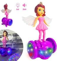 Boneca Hoverboard Giratória Anjo Dançarina Com Som e Luz.