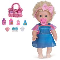 Boneca Infantil Bbê Cabelo Crespo Loiro Danadinha e Bolsinha Boneca Infantil Bbê Cabelo Crespo Loiro Danadinha e Bolsinha