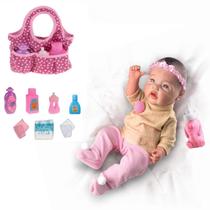 Boneca Infantil Bebê Reborn Menina C/ Kit Bolsa Maternidade