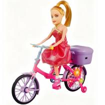 Boneca Infantil Bicicleta Articulada Musica Anda Acende