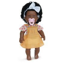 Boneca Infantil Chupeta Bebê Negra Coleção Danadinha 34cm