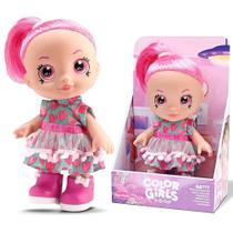 Boneca Infantil com Olhão e Cabelos Rosa Articulada Bambola