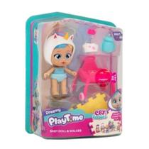 Boneca Infantil Cry Babies Playtime Dreamy com Carrinho Multikids - BR2463