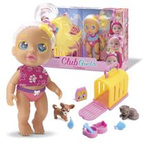 Boneca Infantil Em Vinil Articulada Com Pets e Acessórios