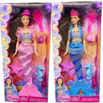 Boneca Infantil Estilo Barbie Fashion Com Acessórios- Sereia