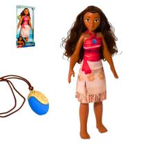 Boneca Infantil Grande Disney Filme Moana + Colar Exclusivo