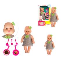 Boneca Infantil Menina Babidu Papinha com Acessórios de Cozinha-Anjo Brinquedos