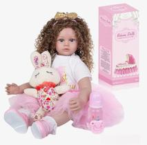 Boneca Infantil Menina Realista Bebê Reborn Brinquedo 100% Silicone Com Acessórios - Fun Game