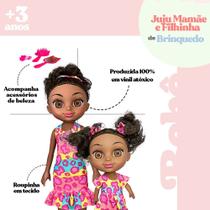 Boneca Infantil para Meninas Juju Mommy Mamãe E Filhinha Negra Com Acessórios Brinquedos Dia das Crianças