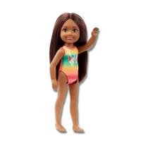 Boneca Irmã da Barbie Chelsea Praia Negra Maiô Rosa