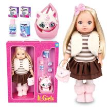 Boneca IT Girl Pet Cat Com Gato Brinquedo Infantil Estilosa