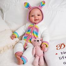Boneca JIZHI Soft Body Realistic 43 cm com roupas de coelho