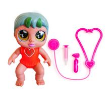 Boneca Joyane Doutora Médica Bebe Bebezinha Pequena Brinquedo Vinil C/ Acessórios