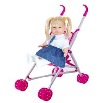 Boneca Judy Bebê Brinquedo de Escolinha + Carrinho Passeio