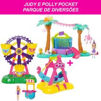Boneca Judy e Polly Pocket Parque de Diversões com Cachorros