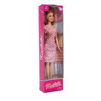 Boneca Kaibibi Cabelo Castanho Vestido Rosa com Bolinha BLD347 - Kaibibi