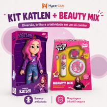 Boneca Katlen Dos Rosas Youtuber 26cm + Kit Maquiagem Beauty Mix Emilly Vick Hipoalergênico Boneca Katlen Dos Rosas Youtuber 26cm + Kit Maquiagem Beauty Mix Emilly Vick Hipoalergênico