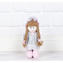 Boneca laura 12 cm vestido com lese