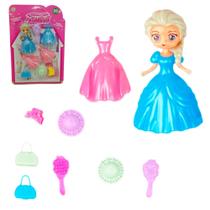 Boneca linda bell troca roupa de plastico com escova + bolsa e acessorios 9 pecas - Ark Toys