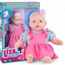 Boneca Lisa 40cm - Bebe agua e Faz Xixi de Verdade C/ Acessórios - Mamadeira e fraldinha - Brinquedos de menina