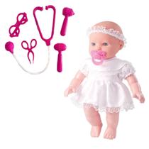Boneca Little Baby Minha 1ª Oração + Kit De Médica Doutora - Milk Brinquedo
