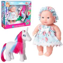 Boneca Little Bee e Unicórnio Cabelos Coloridos Para Pentear