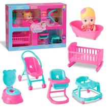 Boneca Little Dolls Casinha + 6 Acessórios Divertoys