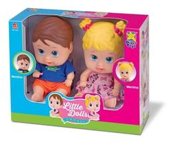 Boneca Little Dolls Gemeos Menina E Menino Divertoys Ref 8037