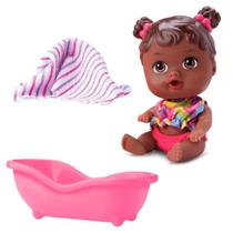 Boneca Little Dolls Negra Banheirinha Presente Menina 8038 Diver Toys