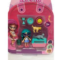 Boneca Little Girls Azul Pet Shop Multikids 7 Acessórios