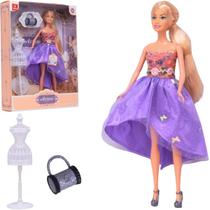 Boneca Loira Coleção Desfile De Moda Vestido Roxo - Castela Boneca Loira Coleção Desfile De Moda Vestido Roxo - Castela