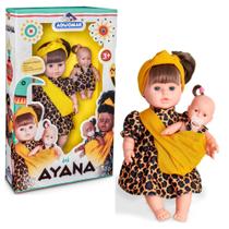 Boneca loira mãe e filha africana em vinil 40cm menina ayana - Adijomar Brinquedos