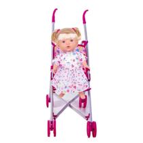 Boneca Loira Marcelle Menina 60 Frases De 40cm + Carrinho