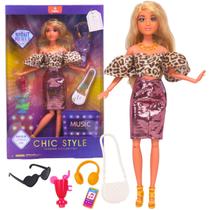 Boneca Loira Night Party Fashion Com Acessórios - Castela