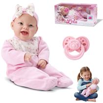Boneca Lola Chupeta Grande Bebe Menina Rosa Roupa Brinquedo
