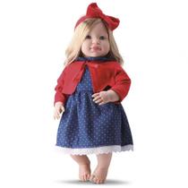 Boneca Louise Tipo Reborn Grande 53cm Cabelo Longo Gemea