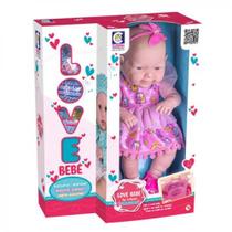 Boneca Love Bebê Surpresa Cotiplás Rosa Vinil Macio 35cm com Acessórios Boneca Love Bebê Surpresa Cotiplás Rosa Vinil Macio 35cm com Acessórios