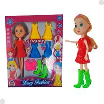 Boneca Lucy Fashion Acessórios Cabelo Loiro 6909 - Braskit