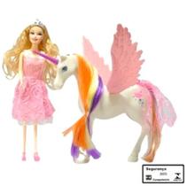 Boneca Lucy Princesa Braskit Estilo Fashion Vestido Rosa com Unicornio