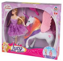 Boneca Lucy Princesa Com Unicórnio Brinquedo Braskit