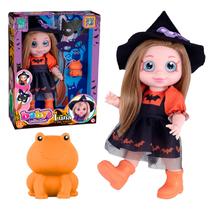 Boneca Luna A Bruxinha Bebê Em Vinil Com Chapéu E Acessórios Chaveirinho - Super Toys