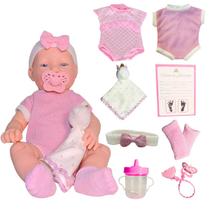 Boneca Luna Premium Day Luna Vinil Siliconado 36cm 2 Bodys Tiara Copinho Naninha Unicórnio Bebê Realista Presente Menina Criança