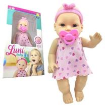 Boneca Luni Baby Com Chupeta e Lacinho
