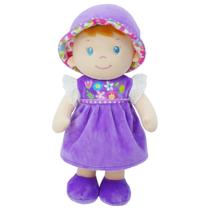 Boneca macia de pelúcia June Garden Laura 30 cm com vestido roxo