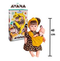 Boneca Mãe e Filha Para Meninas Ayana 40cm Com Acessórios