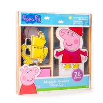 Boneca Magnética de Madeira Peppa Pig com 26 Peças - Brinquedo Educativo TCG