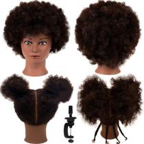 Boneca Mannequin Head Afro Curly 100% cabelo humano 23cm