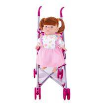 Boneca Marcelle By Ruiva Com 60 Frases De 40cm e Carrinho